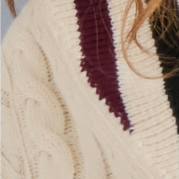 Steve Madden Varsity V-neck Addison Sweater - Picture 2 of 13